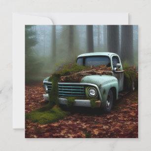 The Abandoned Truck Digital Art Flat Greeting Card
