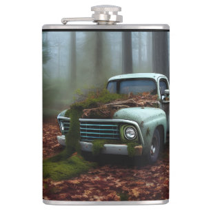 The Abandoned Truck Digital Art Hip Flask