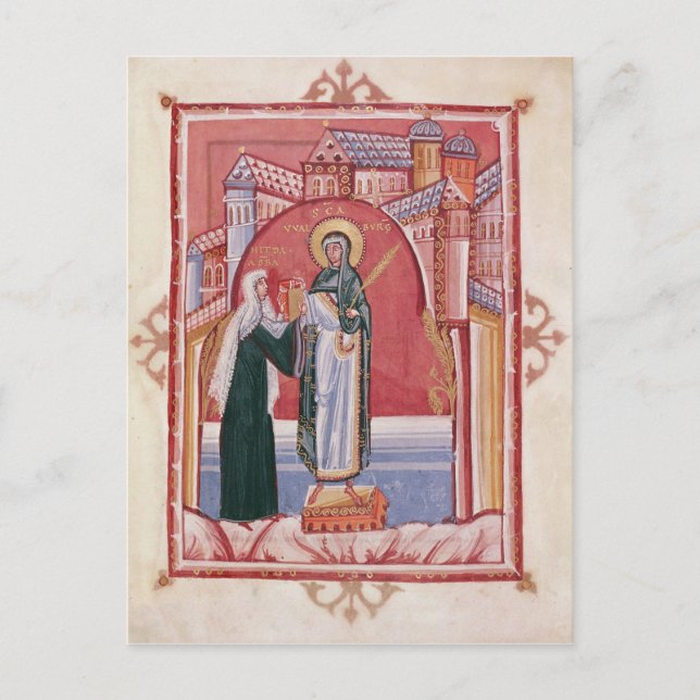 The Abbess Hilda offering Postcard (Front)
