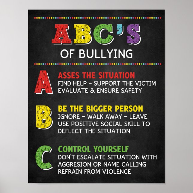 The ABC of Bullying Classroom Anti Bully Campaign  Poster (Front)