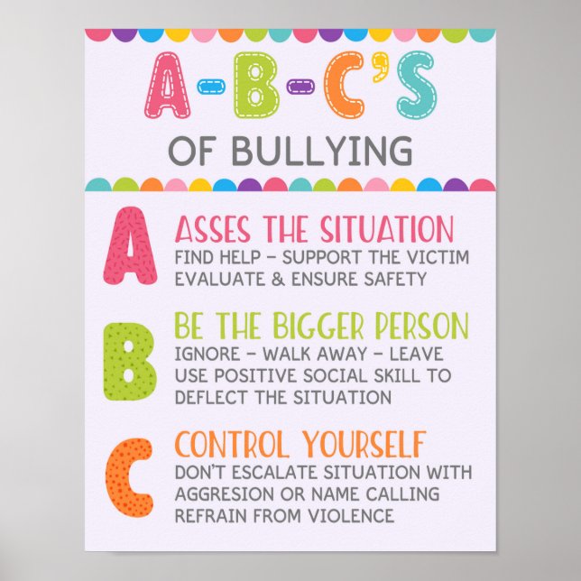 The ABC of Bullying Classroom Anti Bully Campaign  Poster (Front)