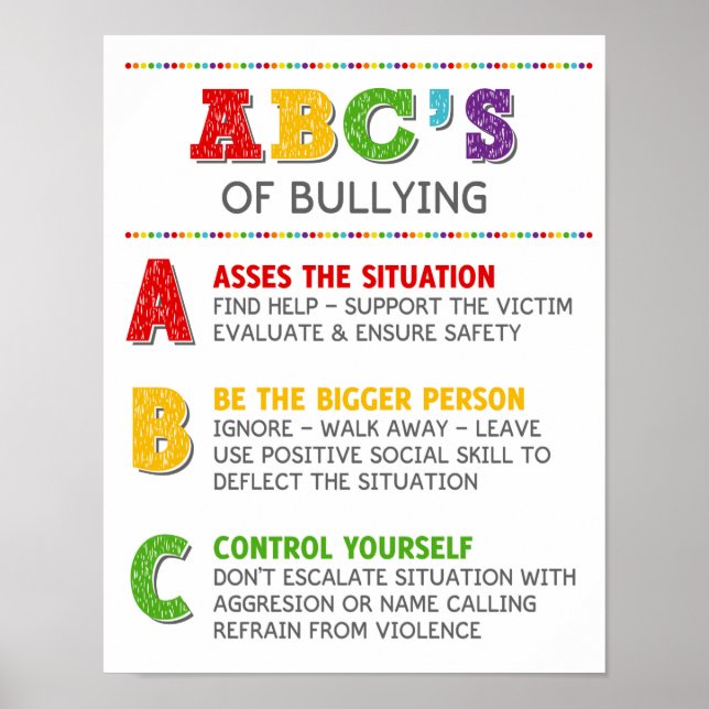The ABC of Bullying Classroom Anti Bully Campaign  Poster (Front)