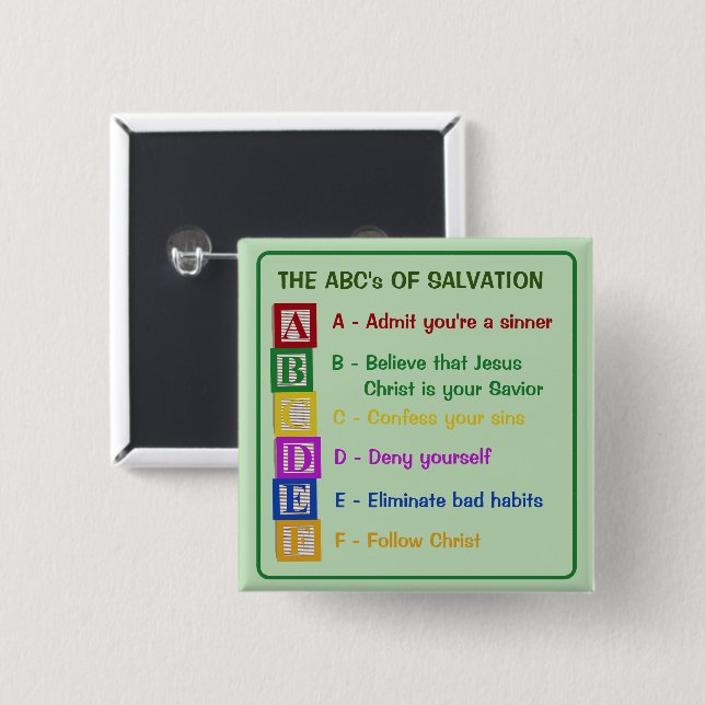 The ABC's of Salvation 15 Cm Square Badge (Front & Back)