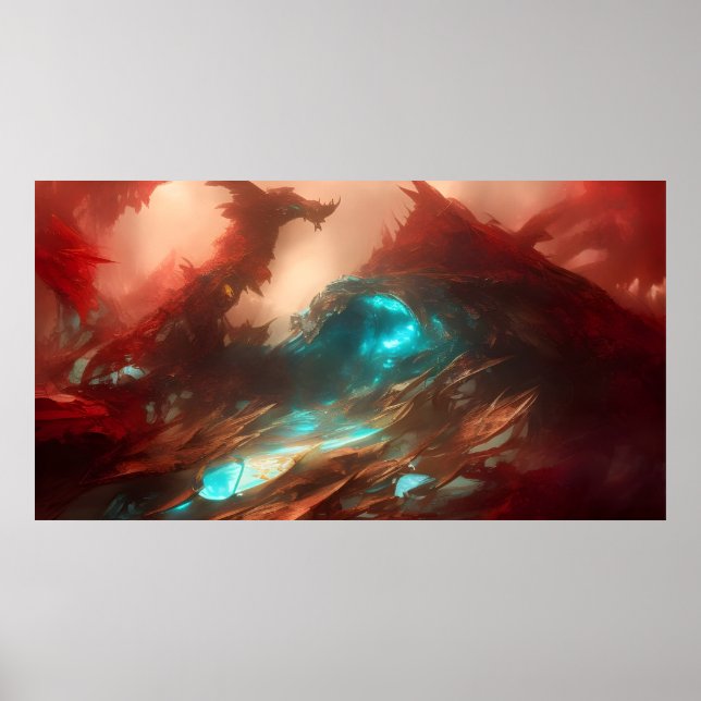 The abstract Dream red teal fantasy Poster (Front)