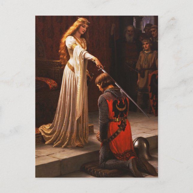 The Accolade Edmund Blair Leighton Postcard (Front)