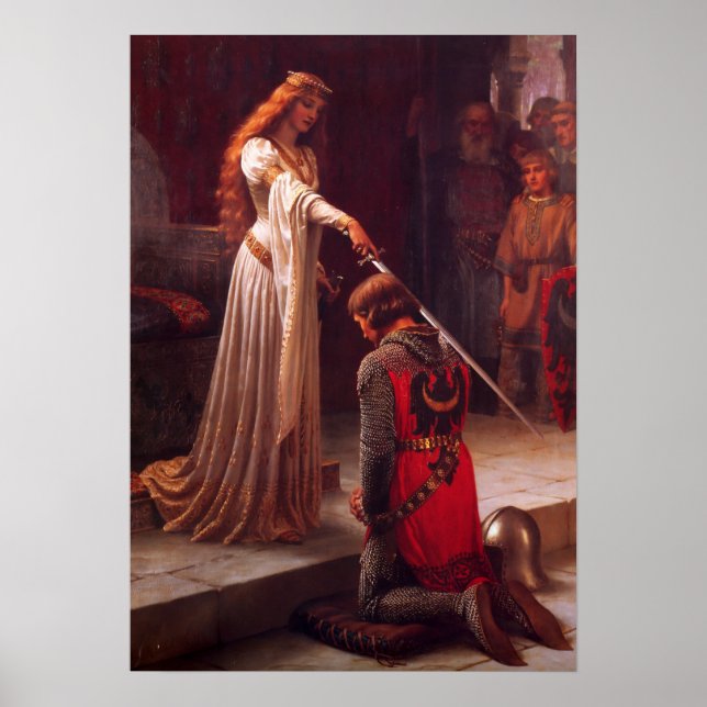 The Accolade – Mediaeval Knight and Lady Art Print (Front)