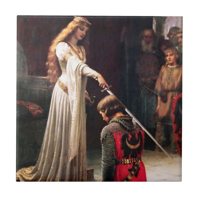 “The Accolade” Mediaeval Painting by Edmund Blair  Ceramic Tile (Front)