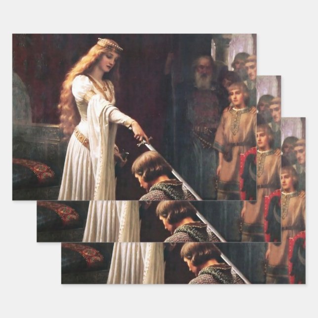 “The Accolade” Mediaeval Painting by Edmund Blair  Wrapping Paper Sheet (Set)