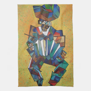The Accordionist Cubism Art Tea Towel