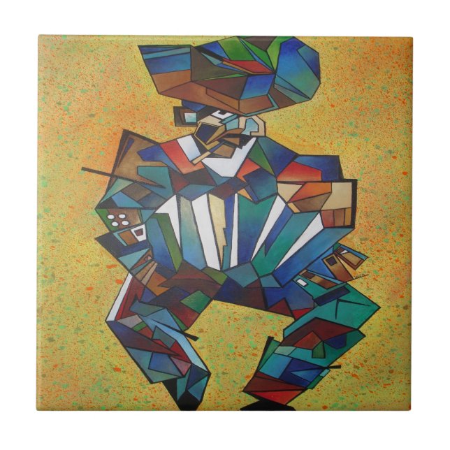 The Accordionist Cubism Art Tile (Front)