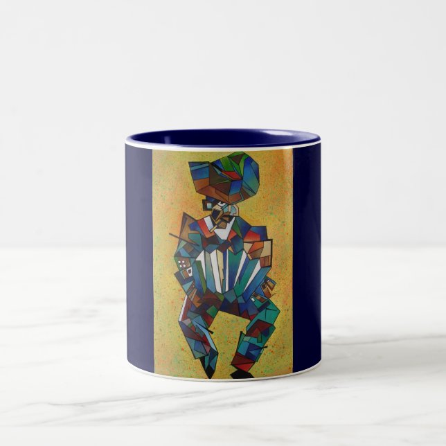 The Accordionist Cubism Art Two-Tone Coffee Mug (Center)