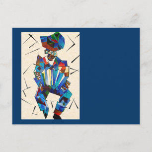 The Accordionist Geometric Art Style Postcard