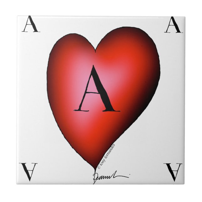The Ace of Hearts by Tony Fernandes Ceramic Tile (Front)