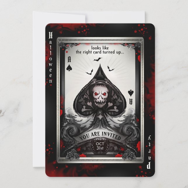 The Ace of Spades Skull Party Invitation (Front)