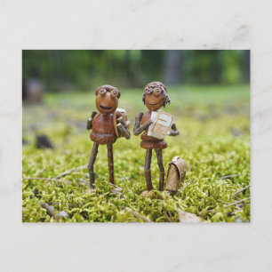 The acorn elves are off to school postcard