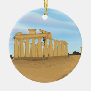 The Acropolis of Athens cartoon Ceramic Ornament