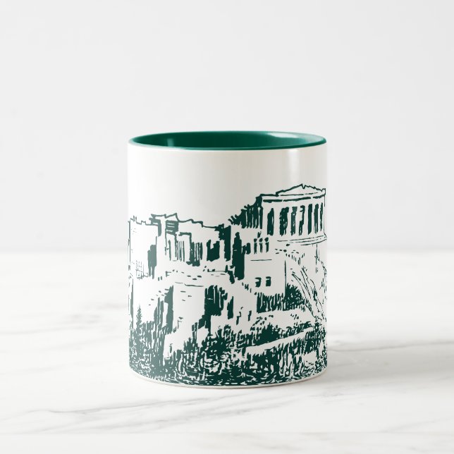 The Acropolis of Athens, Greece Two-Tone Coffee Mug (Center)