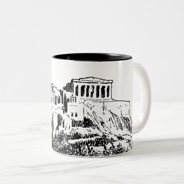 The Acropolis of Athens, Greece Two-Tone Coffee Mug (Front Right)