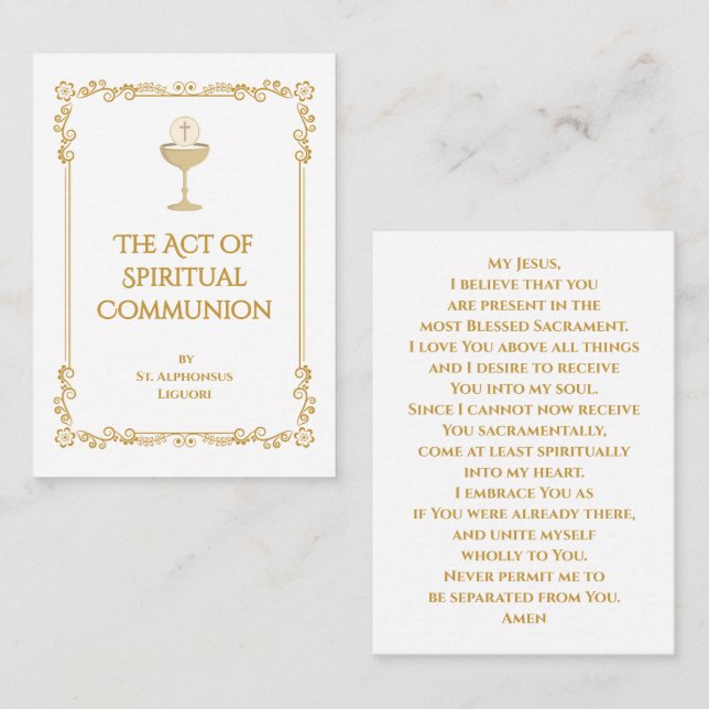 The Act of Spiritual Communion Prayer Card  (Front/Back)