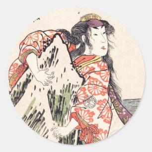 The Actor Segawa Kikunojo III in a Female Role Classic Round Sticker
