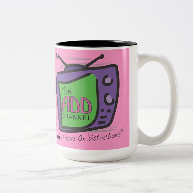 The ADD Channel: We Focus On Distractions Two-Tone Coffee Mug (Right)