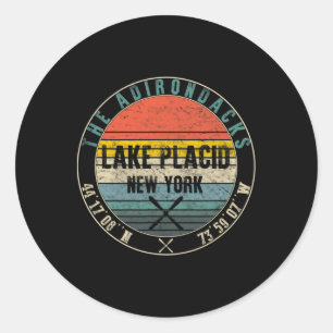 The Adirondacks Lake Placid New York Skiing Snowbo Classic Round Sticker