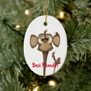 The Adorable Monkey and His Ladybug Friends Ceramic Ornament