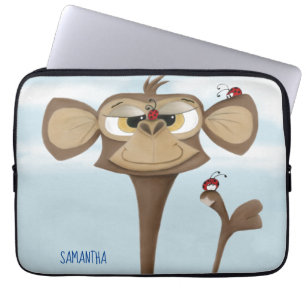 The Adorable Monkey and His Ladybug Friends Laptop Sleeve