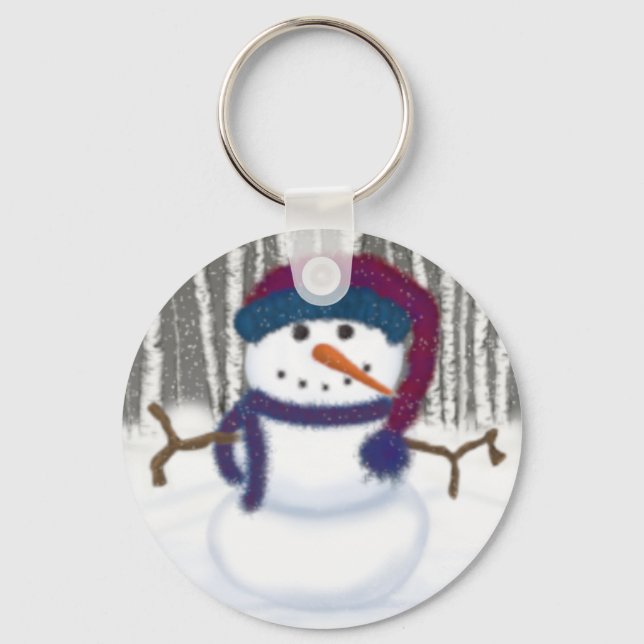 The Adorable Puffy The Snowman Key Ring (Front)