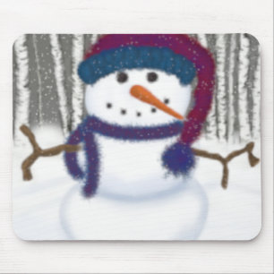 The Adorable Puffy The Snowman Mouse Pad