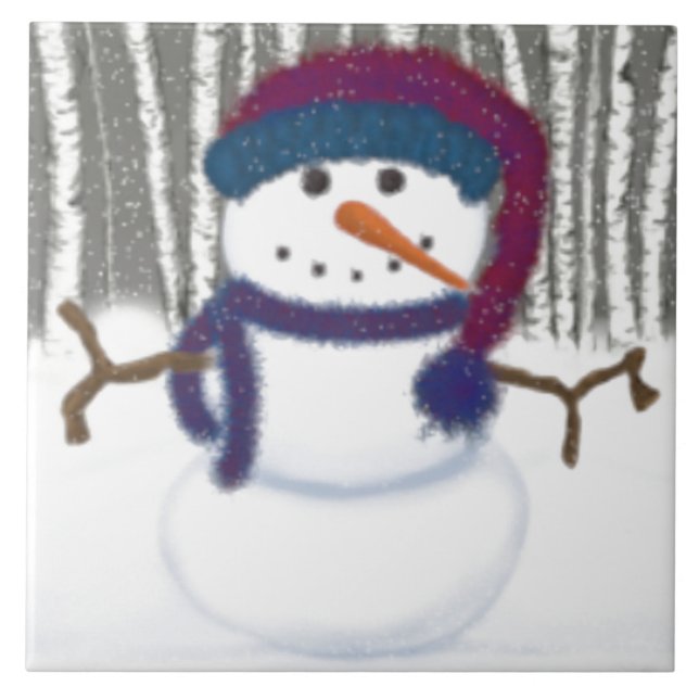 The Adorable Puffy The Snowman Tile (Front)