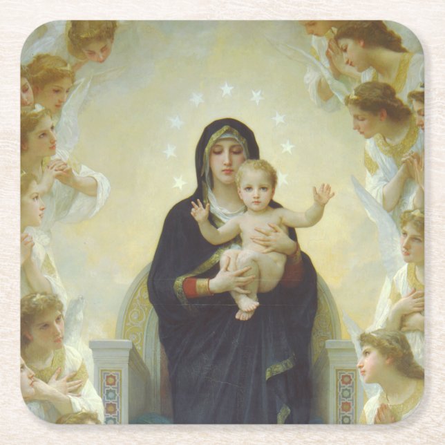The Adoration Christmas Square Paper Coaster (Front)