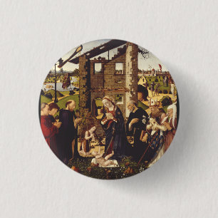 The Adoration of the Child with Saints and Donors 3 Cm Round Badge