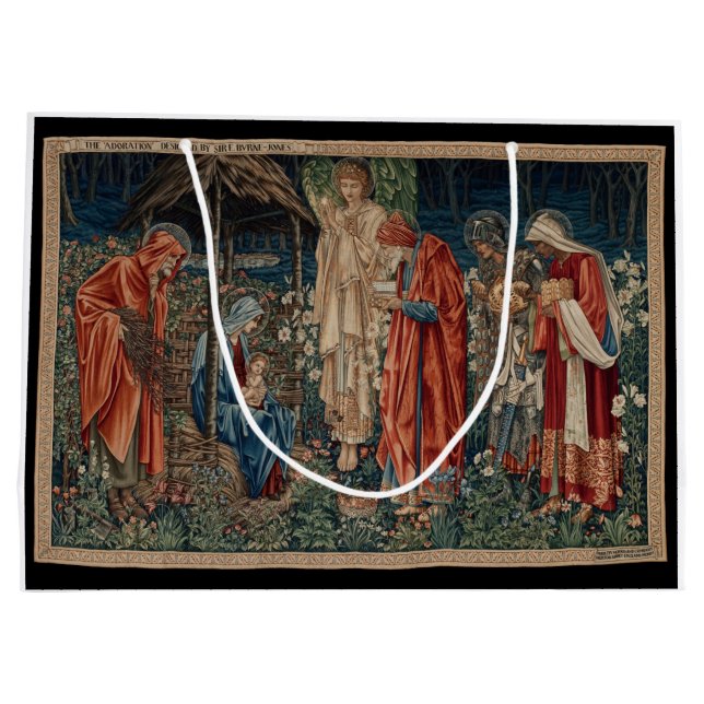 The Adoration of the Magi (by Edward Burne-Jones) Large Gift Bag (Back)