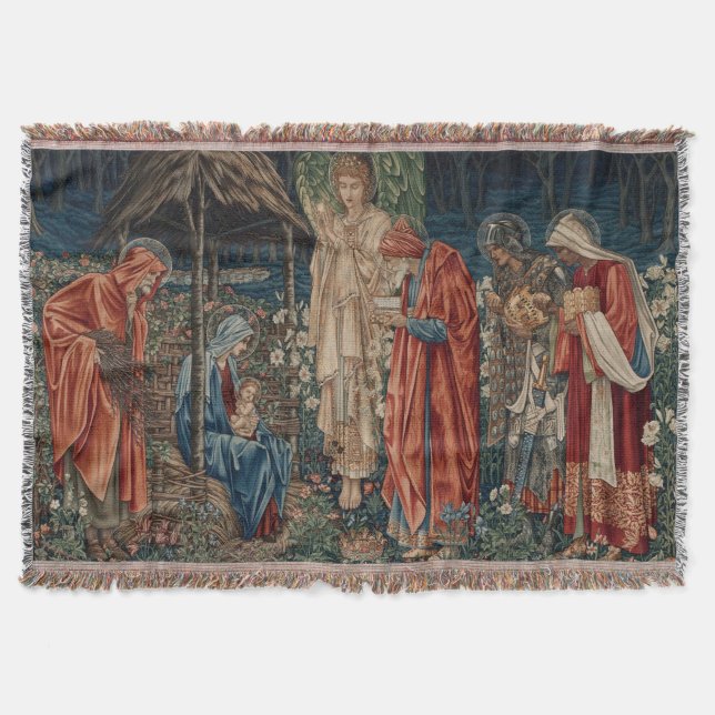 The Adoration of the Magi by Edward Burne-Jones Throw Blanket (Front)
