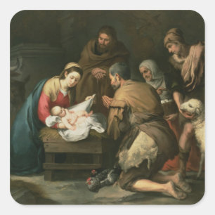 The Adoration of the Shepherds, c.1650 Square Sticker