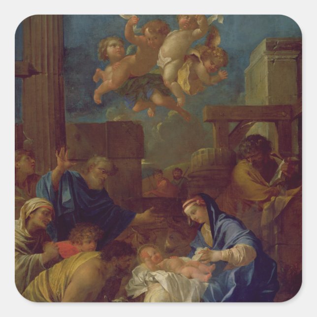 The Adoration of the Shepherds Square Sticker (Front)