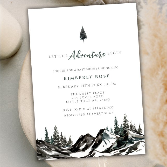 The Adventure Begin Mountain Forest Baby Shower Invitation (The Adventure Begin Mountain Forest Baby Shower Invitation)