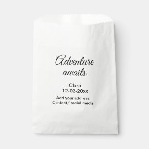 The adventure begins add name date year place favour bag