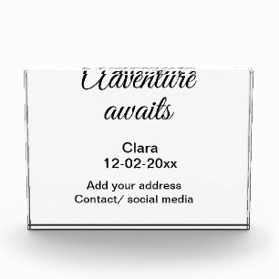 The adventure begins add name date year place photo block