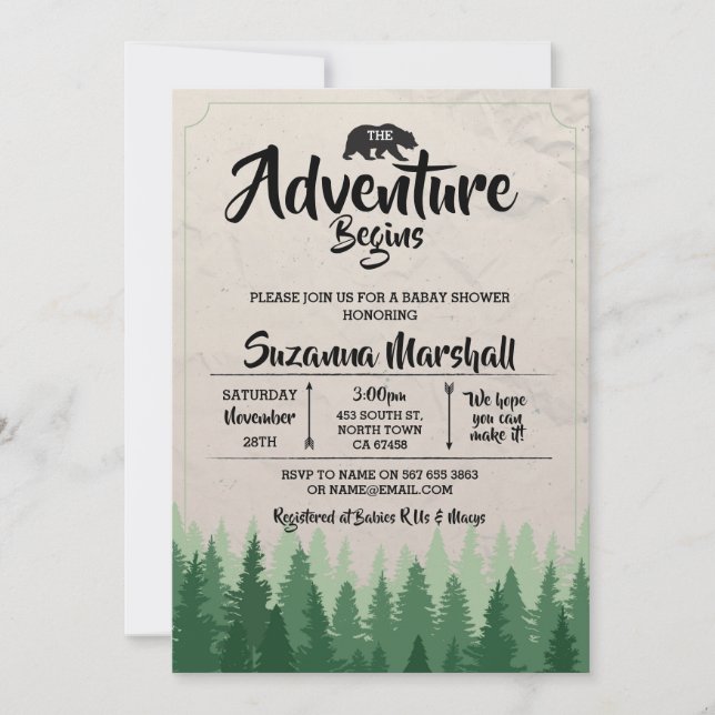 The Adventure Begins Baby Shower Bear Winter Invitation (Front)