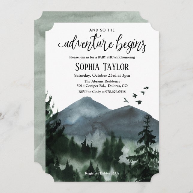 The Adventure Begins Baby Shower Invitation (Front/Back)