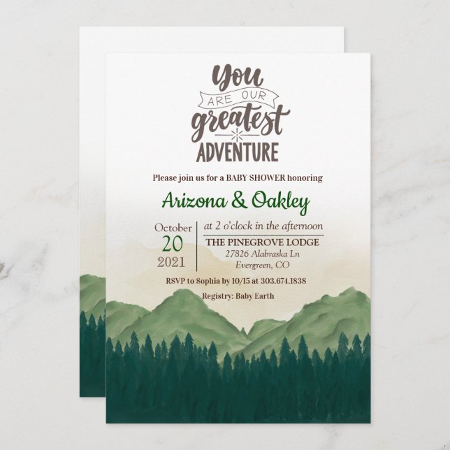 The Adventure Begins Baby Shower Invitation (Front/Back)