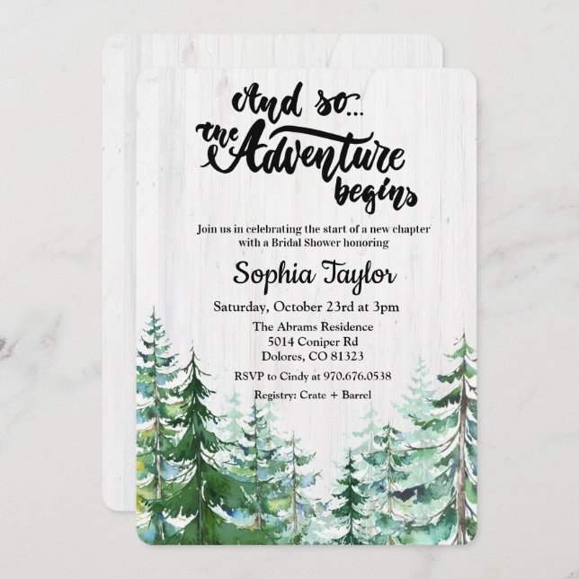 The Adventure Begins Bridal Shower Invitation (Front/Back)