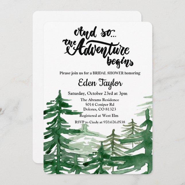 The Adventure Begins Bridal Shower Invitation (Front/Back)