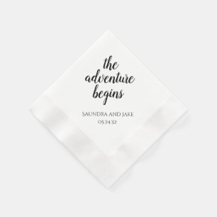 The Adventure Begins Custom Wedding Napkins