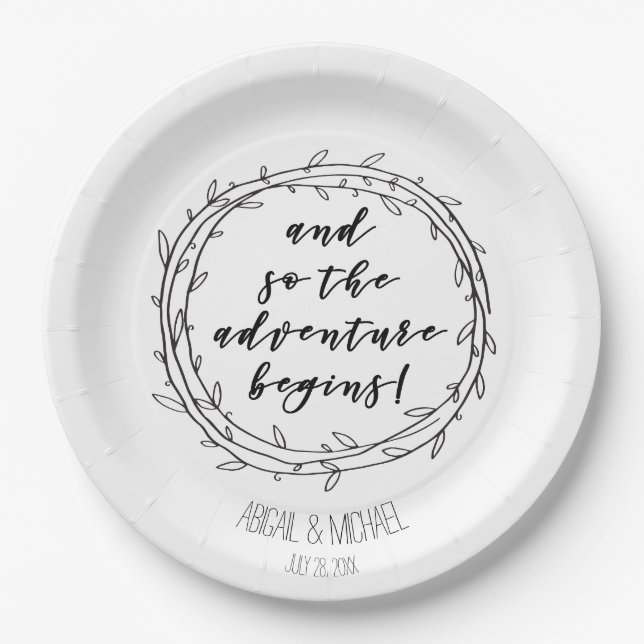 The adventure begins - (Destination) Wedding Paper Plate (Front)