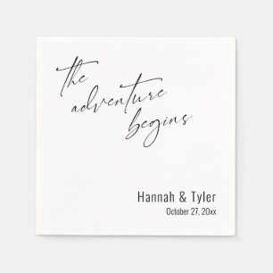The Adventure Begins Elegant Wedding Typography Napkin
