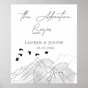 The Adventure Begins Elegant Wedding Welcome Poster