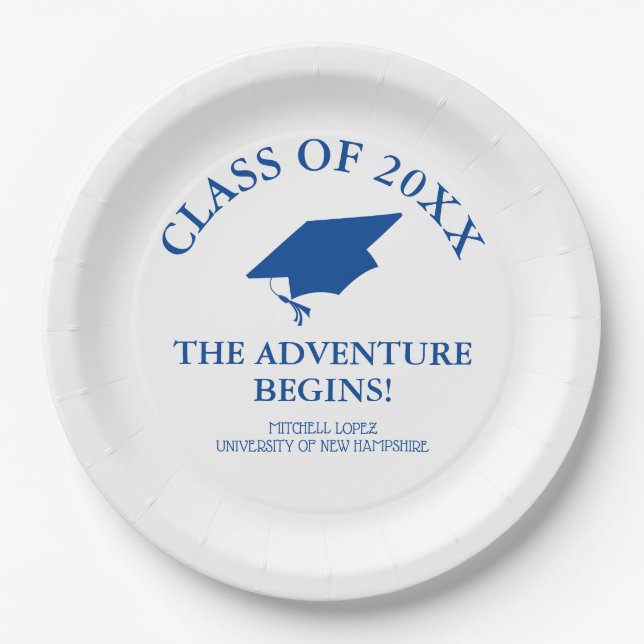 The Adventure Begins Graduation Paper Plate (Front)